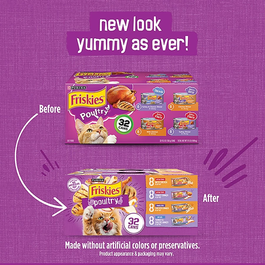 PetSmart Purina Friskies Adult Wet Cat Food, High-Protein Recipe with Real Meat, 12.93 lb. Bulk Pack