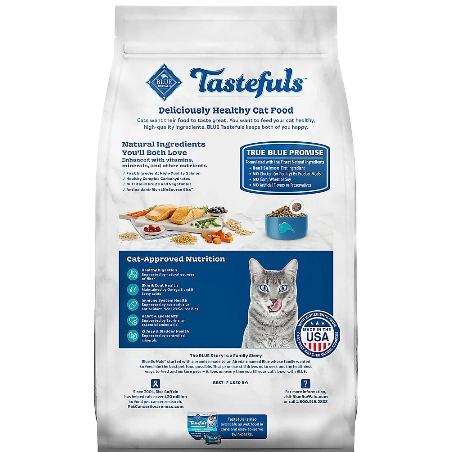 PetSmart Blue Buffalo Tastefuls Adult Dry Cat Food - Natural Salmon Recipe, High Protein for Indoor Cats