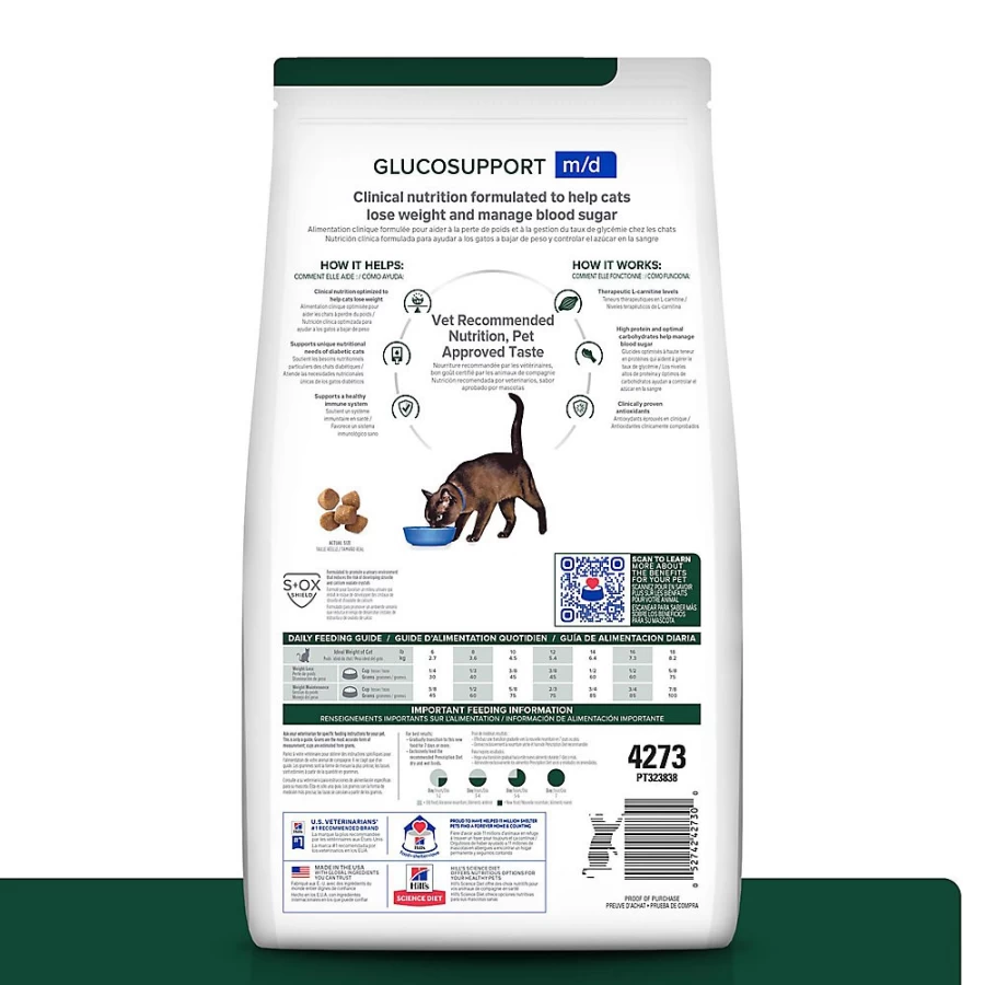 "PetSmart Hill's Prescription Diet m/d Glucose & Weight Management Dry Cat Food - Chicken Flavor for Diabetic Cats"