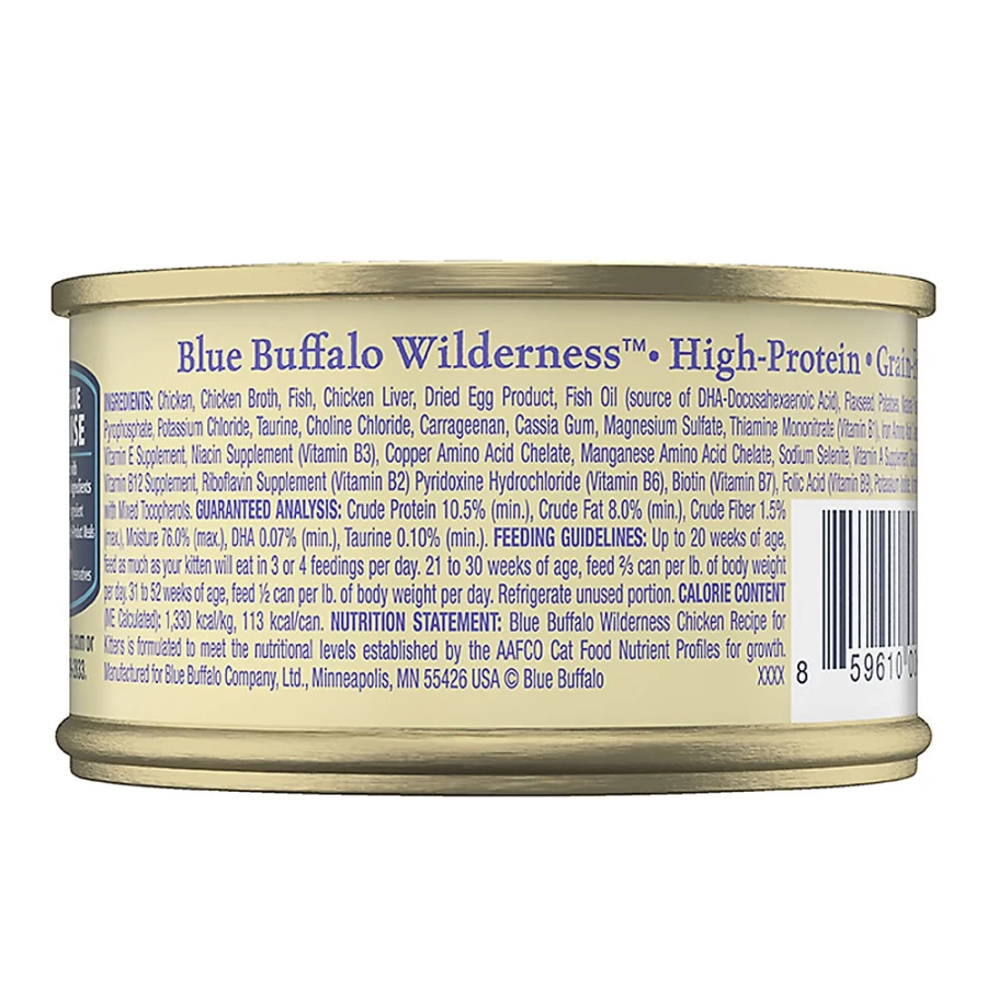 PetSmart Blue Buffalo Wilderness Grain-Free Kitten Wet Cat Food, 3 Oz. - High Protein Natural Recipe