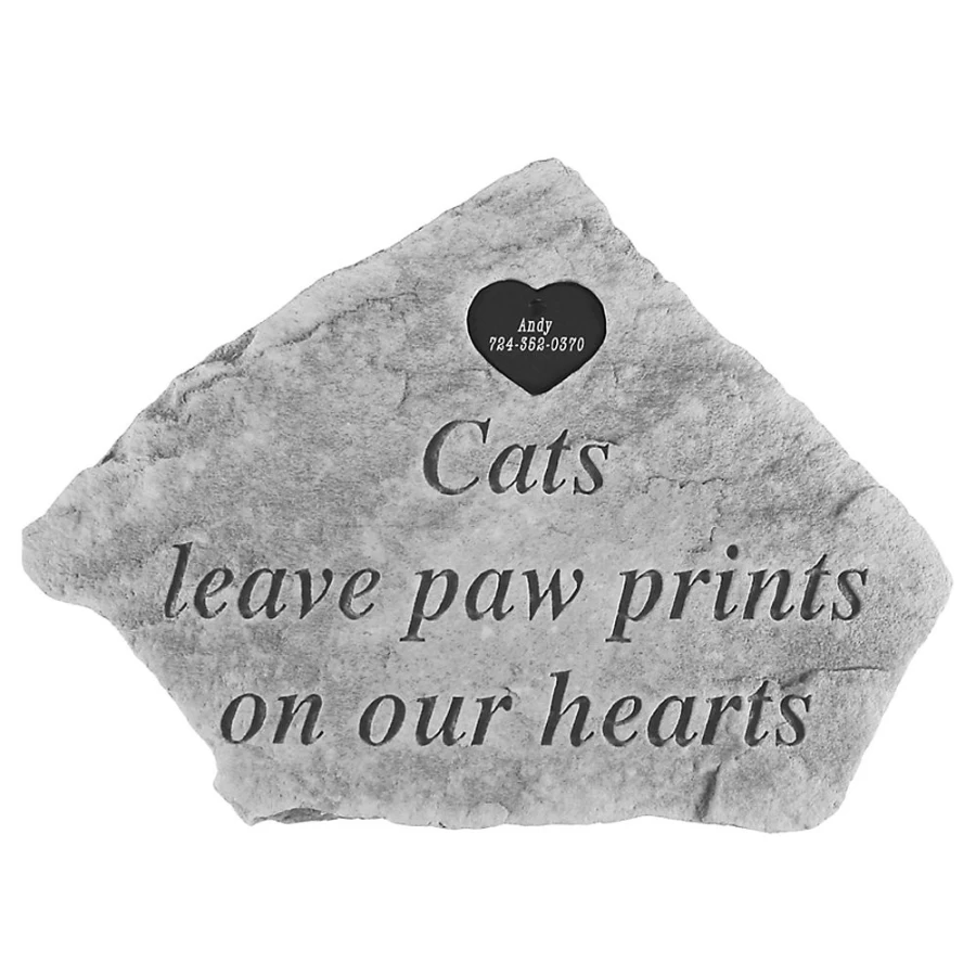 Personalized Kay Berry Paw Print Heart Tag Cat Memorial Stone - PetSmart Custom Engraved Pet Keepsake