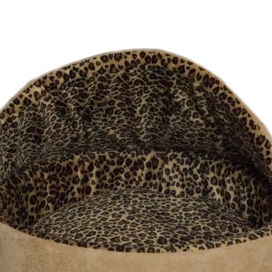 PetSmart Thermo-Kitty Deluxe Heated Cat Bed with Hood, Leopard Print - Cozy Warm Pet Bed for Indoor Cats