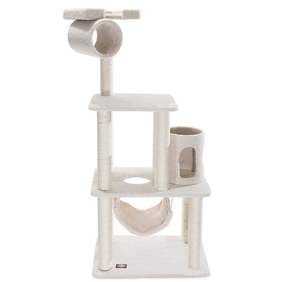 PetSmart Majestic 62-Inch Casita Cat Tree for Large Cats - Beige Perch, Scratching Posts & Condo