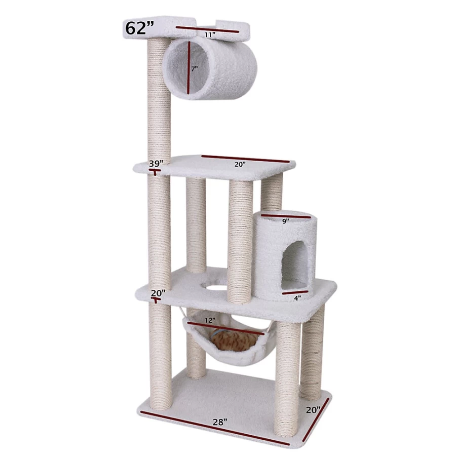 PetSmart Majestic 62-Inch Casita Cat Tree for Large Cats - Beige Perch, Scratching Posts & Condo