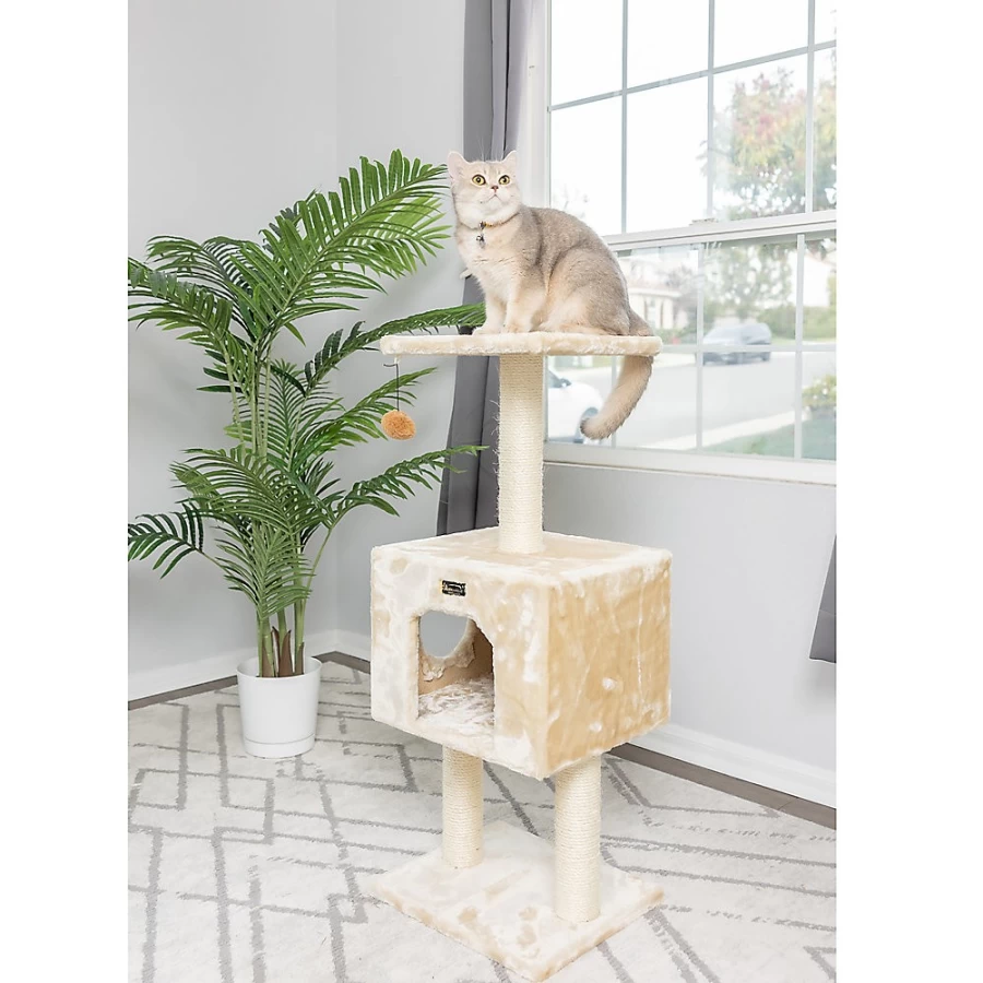 PetSmart Armarkat 42-inch Beige Cat Scratching Post with Faux Fur and Real Wood Base for Kittens
