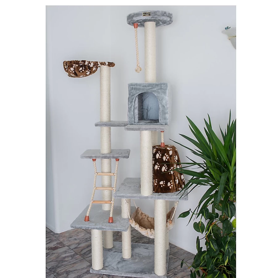 PetSmart Armarkat 78-inch Silver Gray Cat Tree with Sisal Scratching Posts and Faux Fur Perches