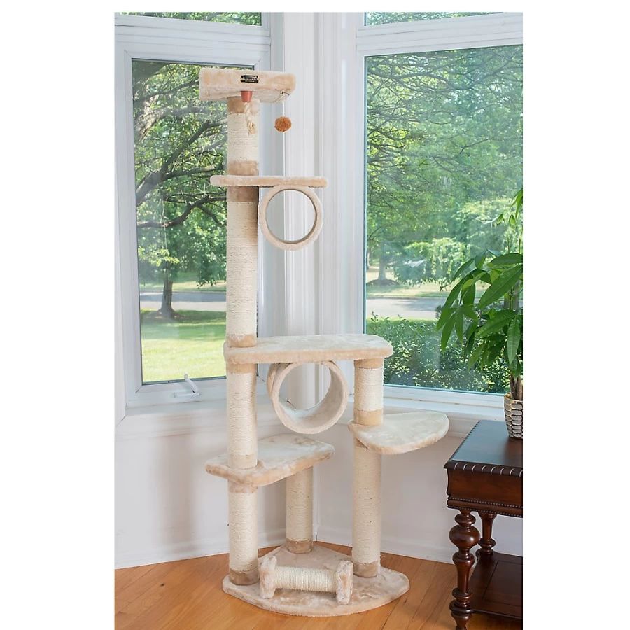 PetSmart Armarkat 74-inch Beige Cat Tree with Real Wood Frame and Faux Fur Cover for Indoor Cats