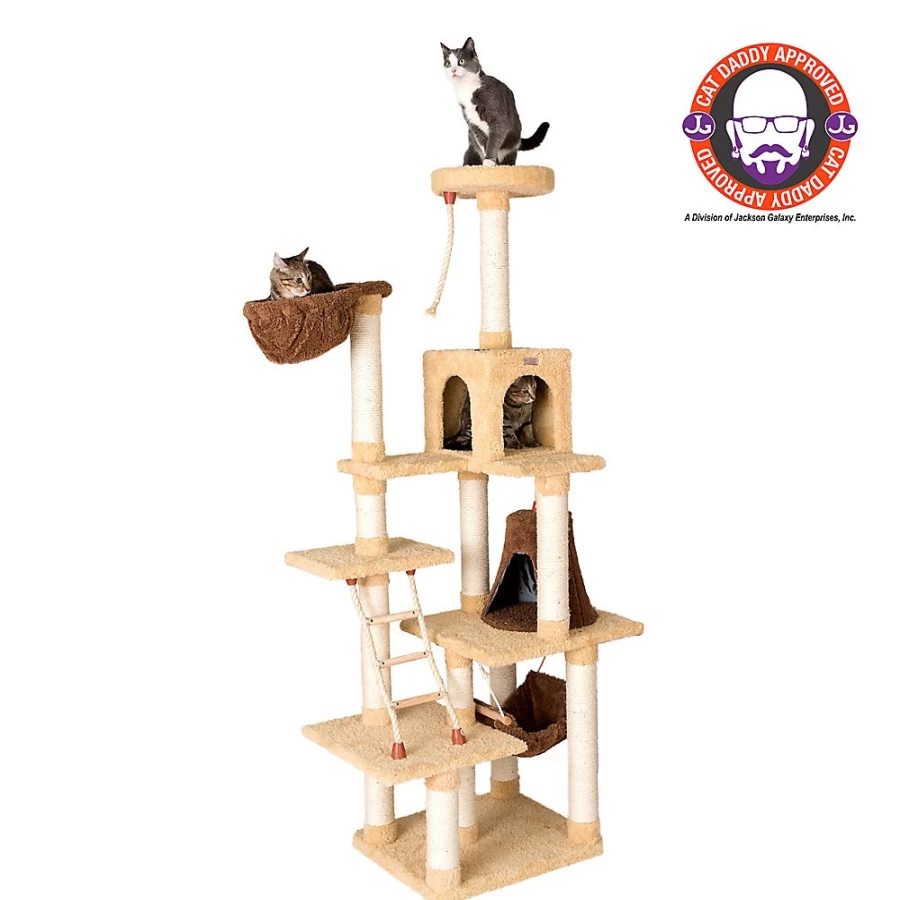 PetSmart Armarkat 78-inch Goldenrod Cat Tree with Real Wood Condo, Faux Fleece Basket & Teepee for Cats