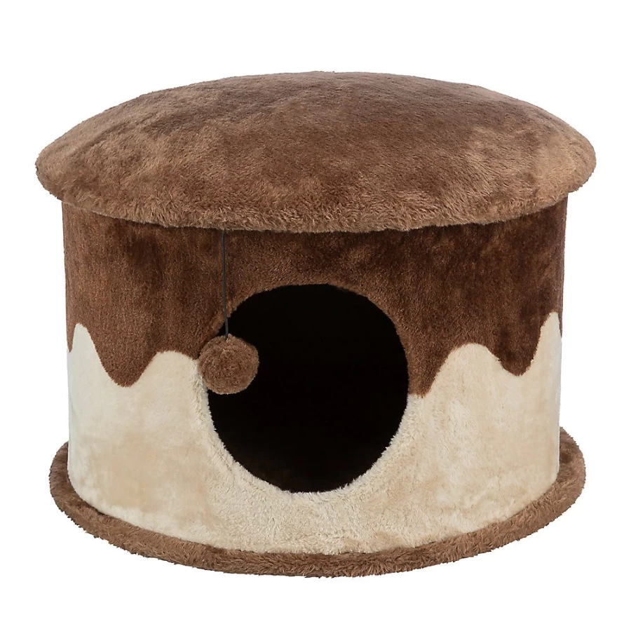 PetSmart Trixie 12-inch Cat Cave Bed, Cozy Brown/Beige Hideaway for Cats