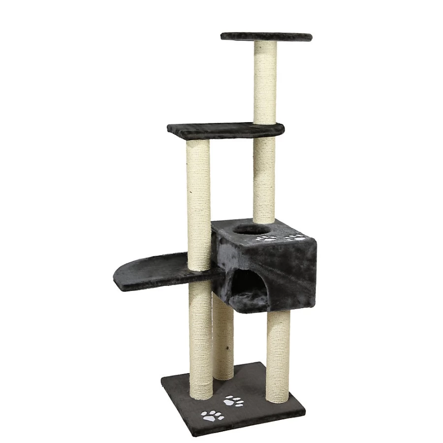 PetSmart Trixie 55-inch Alicante Cat Tree for Indoor Cats, Dark Gray Scratching Post with Perches