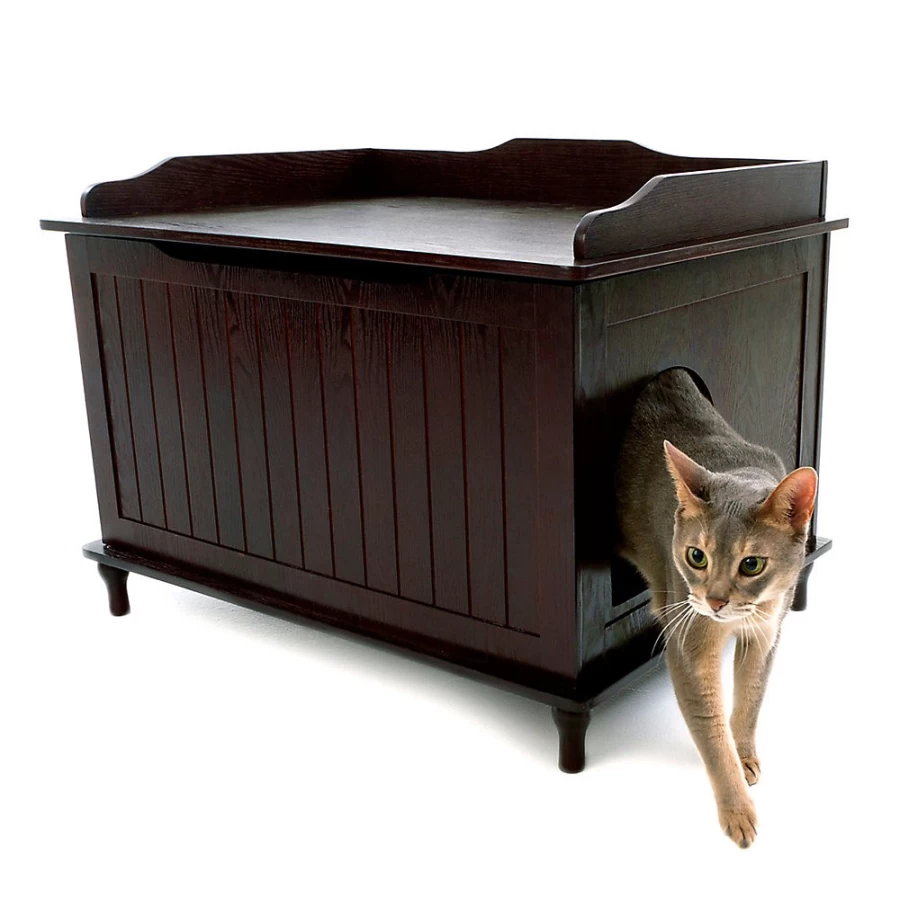 Premium Wooden Cat Litter Box Enclosure - Stylish Designer Catbox by PetSmart