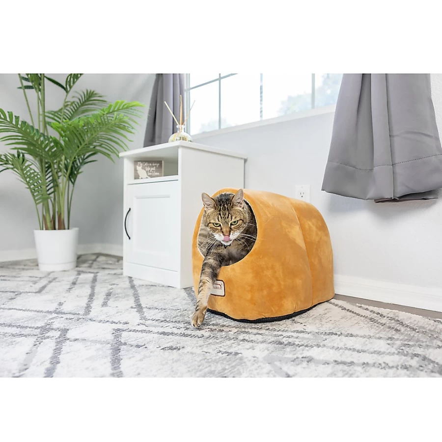 PetSmart Armarkat Luxe Velvet Cat Bed - Ivory Brown Plush Pet Bed for Comfort & Style