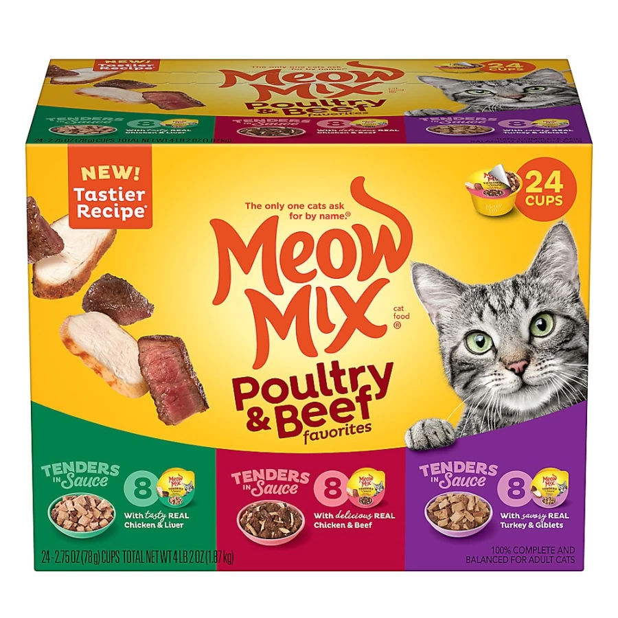 PetSmart Meow Mix Tender Favorites Wet Cat Food - Chicken, Liver, Beef, Turkey & Giblets Recipe for All Life Stages