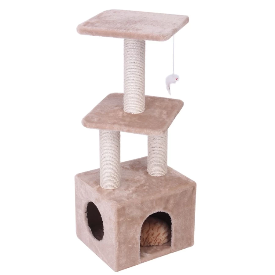 PetSmart Majestic 40-inch Cat Tree with Casita - Tan Pet Condo & Scratching Post