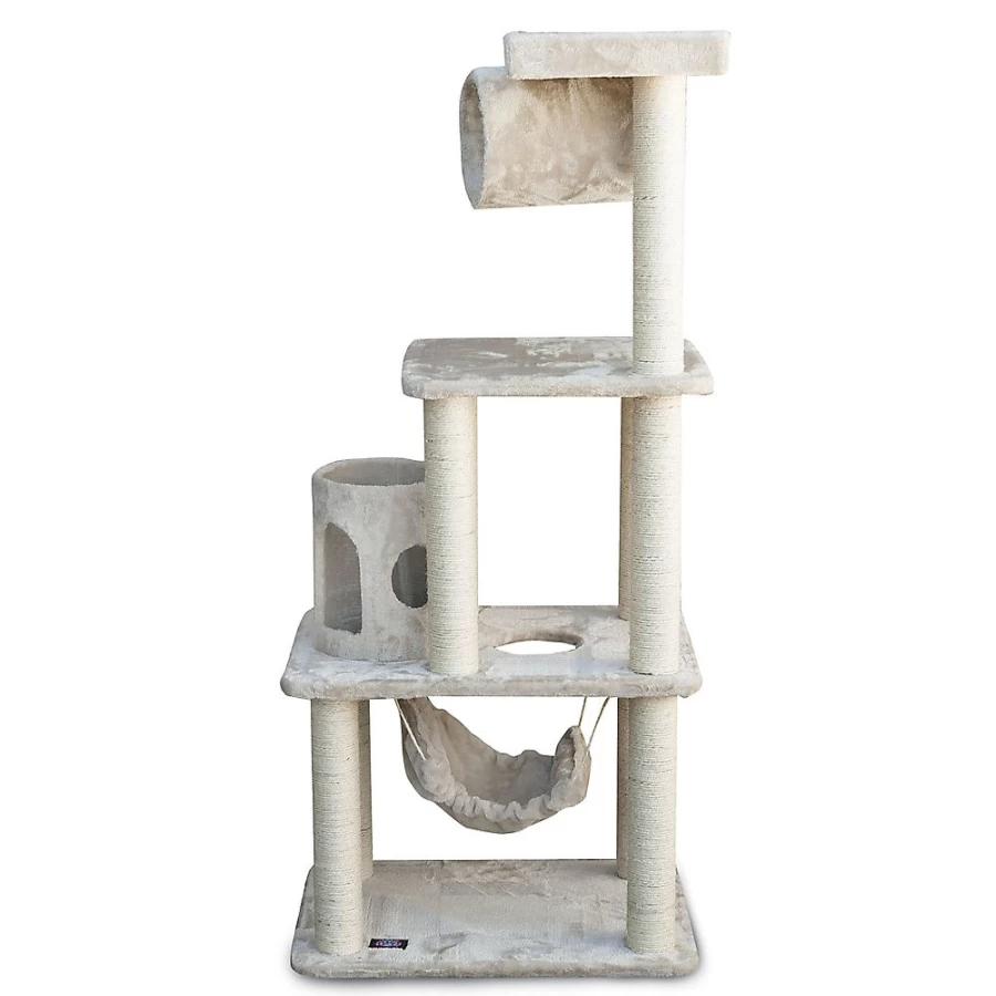 PetSmart Majestic 62-inch Casita Cat Tree for Large Cats - Off White Tall Scratching Post with Perch & Condo