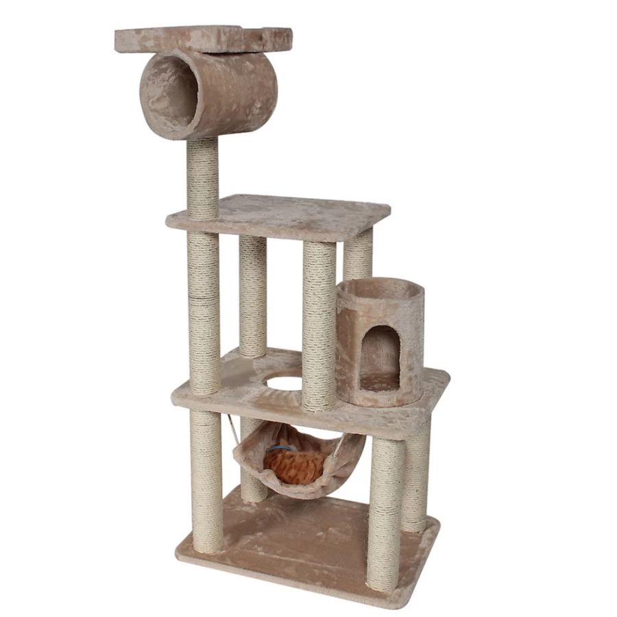 PetSmart Majestic 62-inch Casita Cat Tree for Large Cats - Off White Tall Scratching Post with Perch & Condo