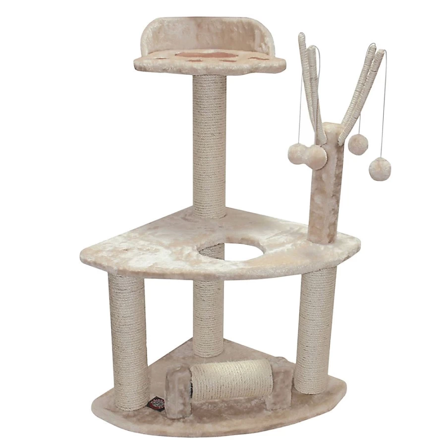 PetSmart Majestic 36-inch Casita Cat Tree for Indoor Cats, Tan Plush Perch & Scratching Posts