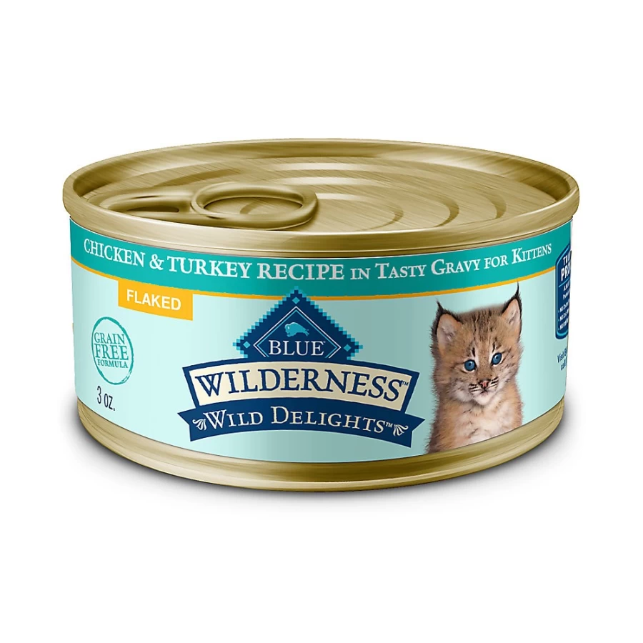 PetSmart Blue Wilderness Natural Kitten Wet Cat Food, 3 Oz – High Protein Grain-Free Recipe for Growing Cats