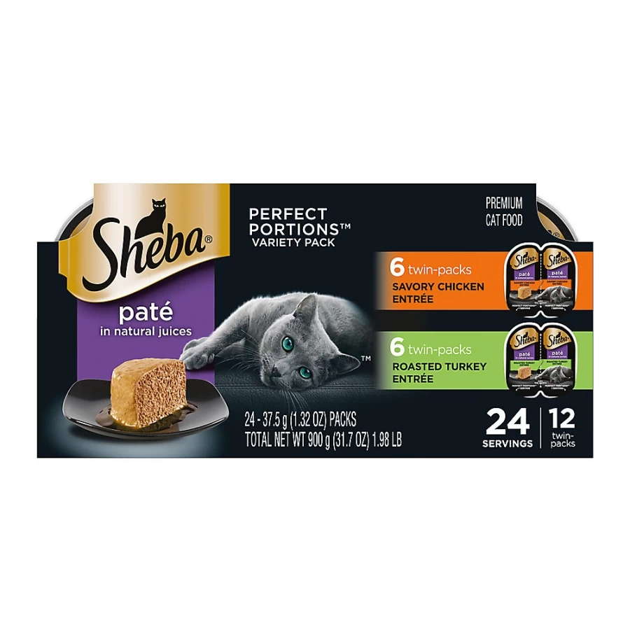 PetSmart Sheba Perfect Portions Wet Cat Food Pate - Grain-Free Adult Cat Food Trays, 12 Count Multipack
