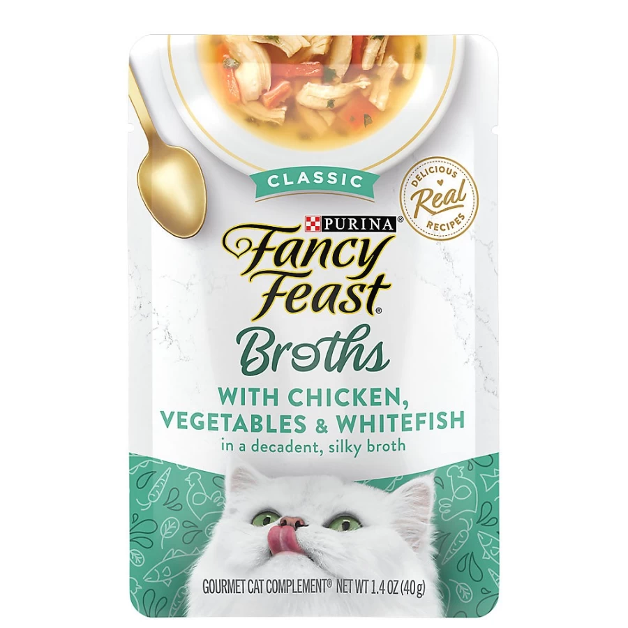 PetSmart Fancy Feast Grain Free Broths Adult Wet Cat Food, Limited Ingredient Recipe, 1.55 oz.