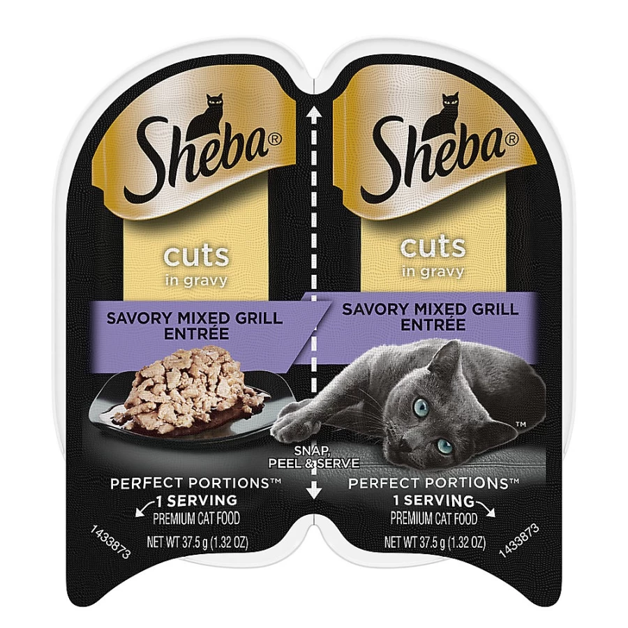 PetSmart Sheba Perfect Portions Wet Cat Food for Adults - Tender Cuts in Gravy, 2.65 Oz. Pouch, Variety Pack (12 Count)