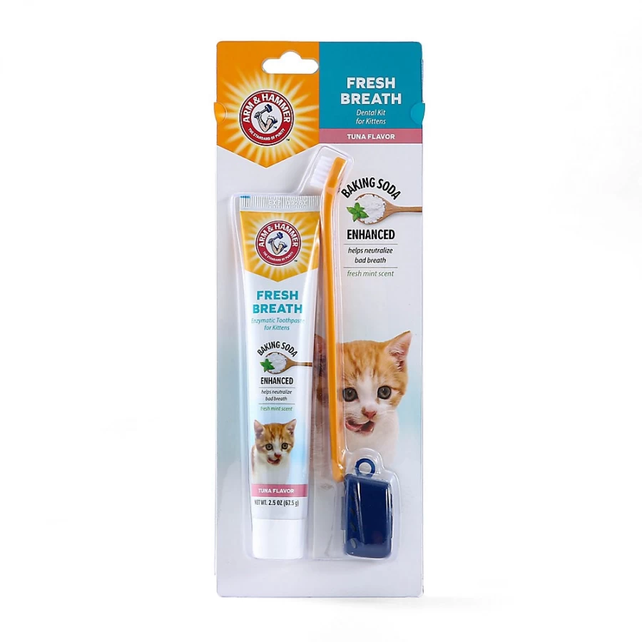 PetSmart Arm & Hammer Fresh Breath Kitten Dental Care Kit with Tuna Flavor - Cat Teeth Cleaning Set