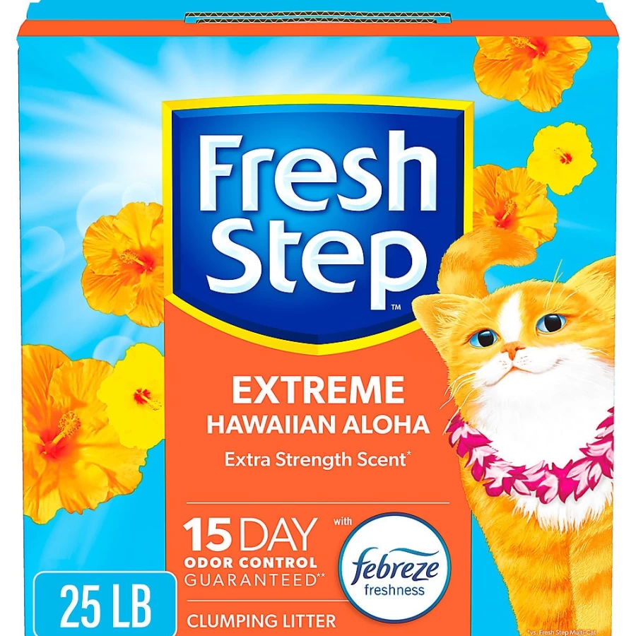 PetSmart Fresh Step Extreme Clumping Cat Litter with Febreze Hawaiian Aloha Scent, Low Dust Clay Formula