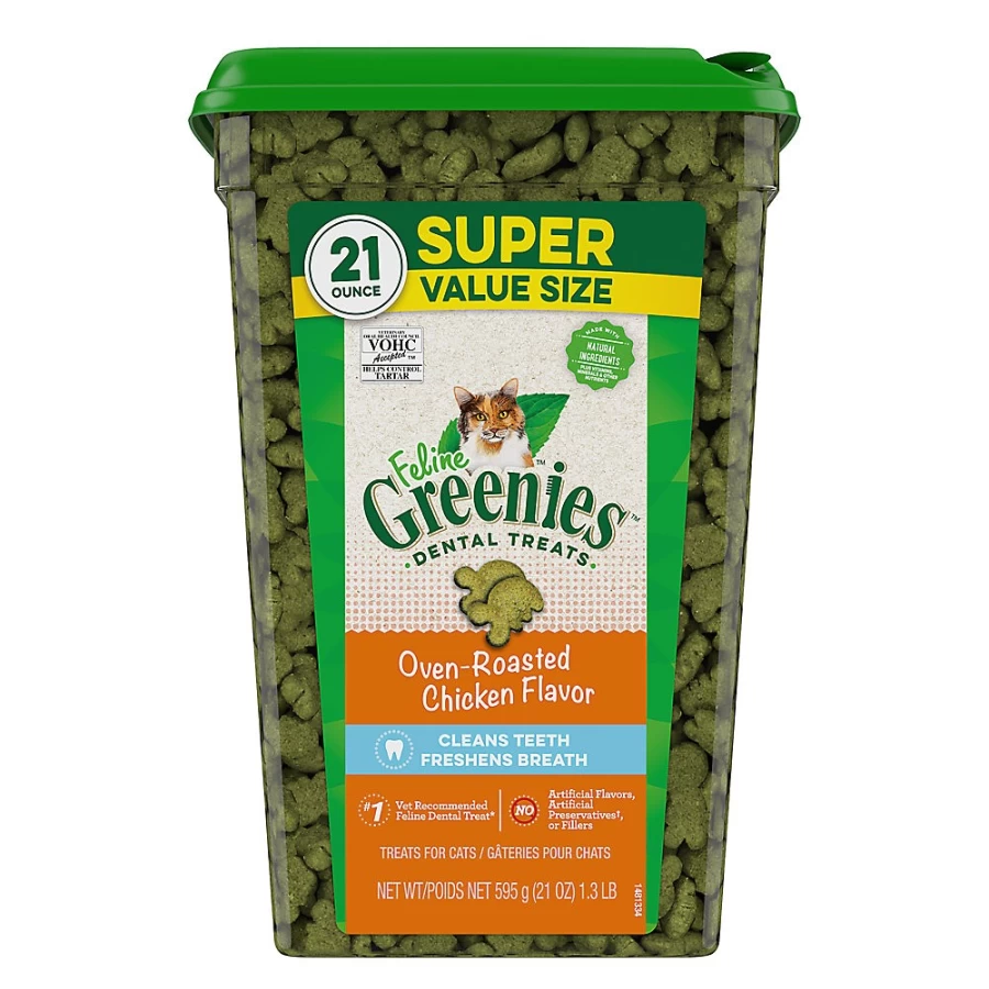 PetSmart Feline Greenies Adult Cat Dental Treats - Natural Chicken Flavor, Dental Care Snacks for Cats