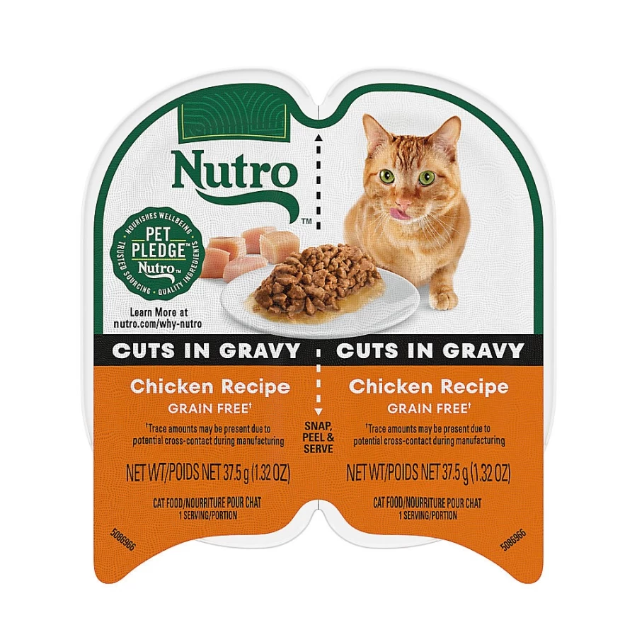 PetSmart Nutro Perfect Portions Grain-Free Adult Wet Cat Food in Gravy - 2.64oz Pouch, Tender Cuts in Savory Sauce