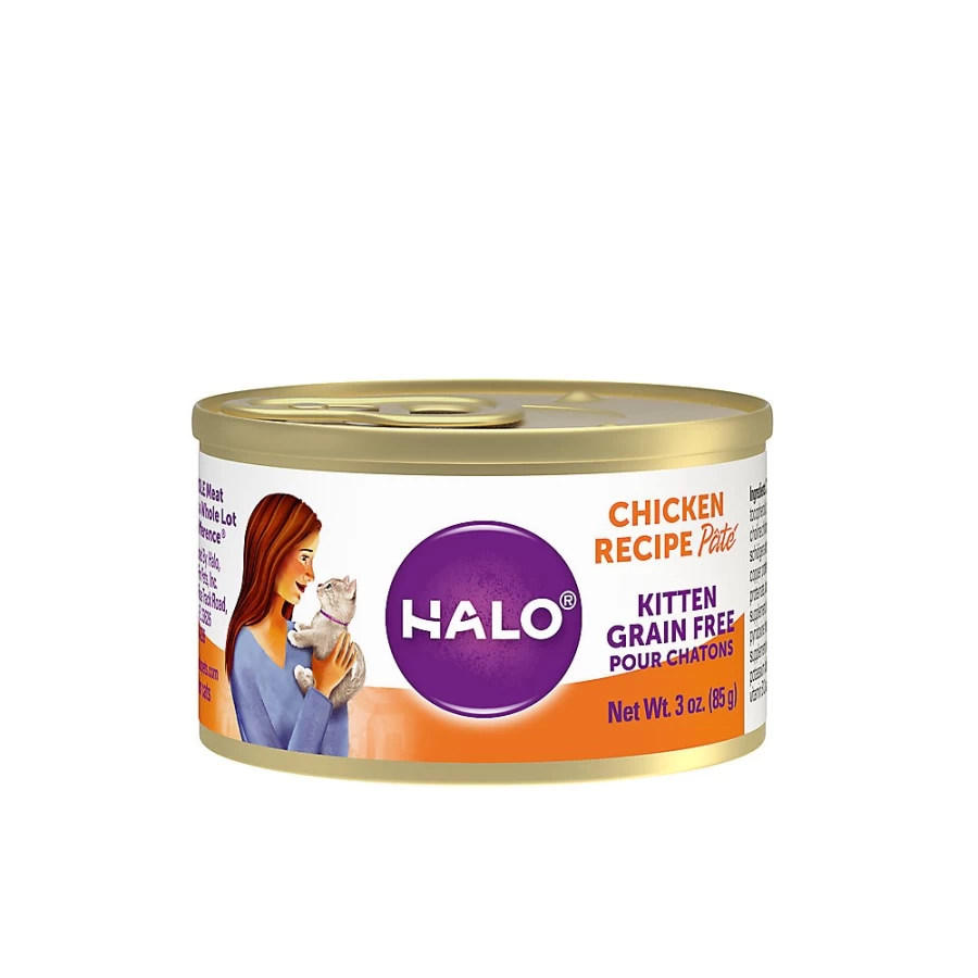 PetSmart HALO Grain Free Kitten Food - Natural Holistic Chicken Recipe Pate for Healthy Cats