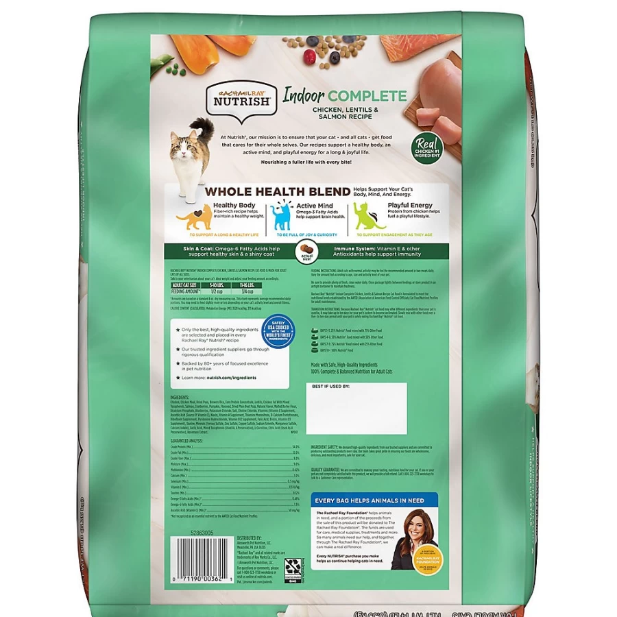 Rachael Ray Nutrish Adult Dry Cat Food with Chicken, Lentils & Salmon - Premium PetSmart Brand