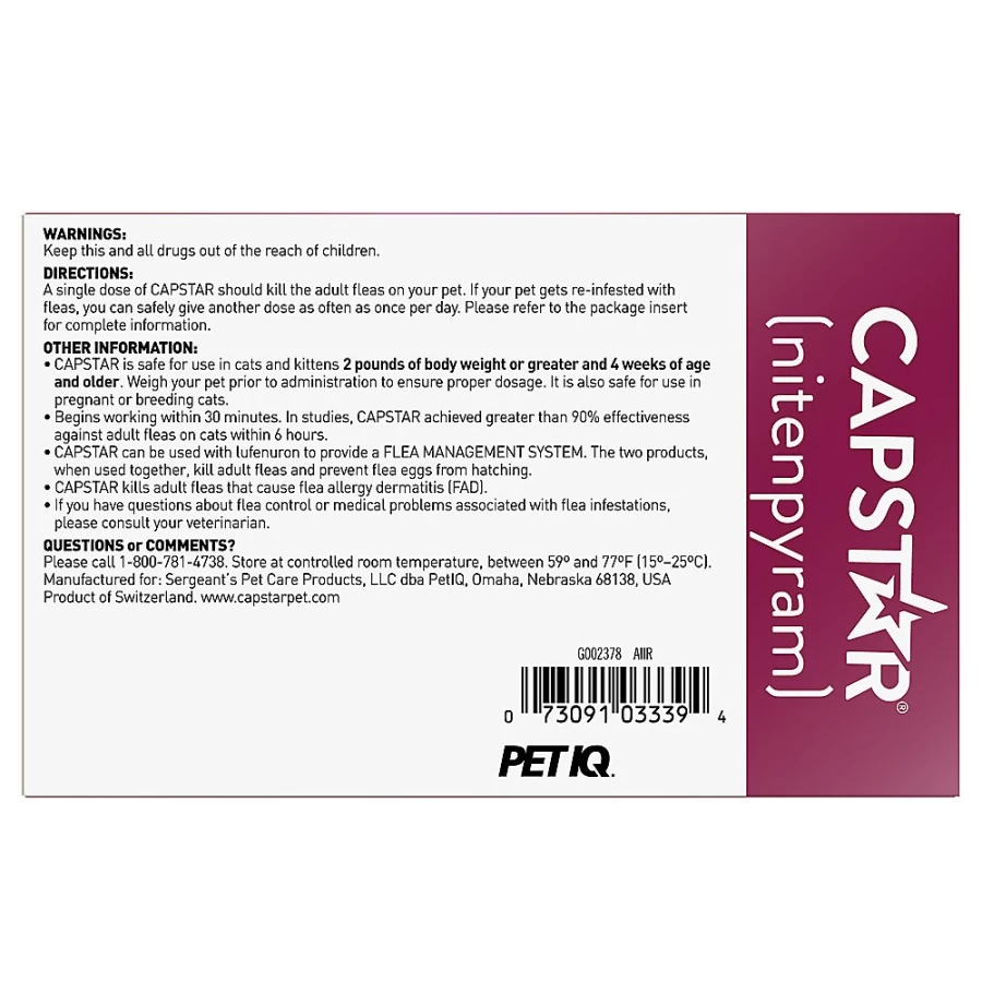 PetSmart Capstar Flea Treatment for Cats - 6 Fast-Acting Tablets (2-25 lbs)