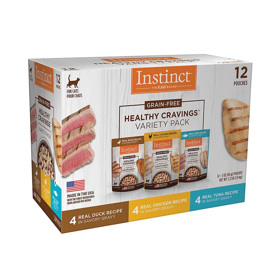 PetSmart Instinct Grain Free Natural Cat Food Topper Variety Pack - Healthy Cravings for Cats