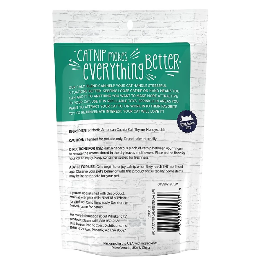 PetSmart Whisker City Calm Blend Catnip for Cats – Soothing Herbal Treat with Natural Catnip