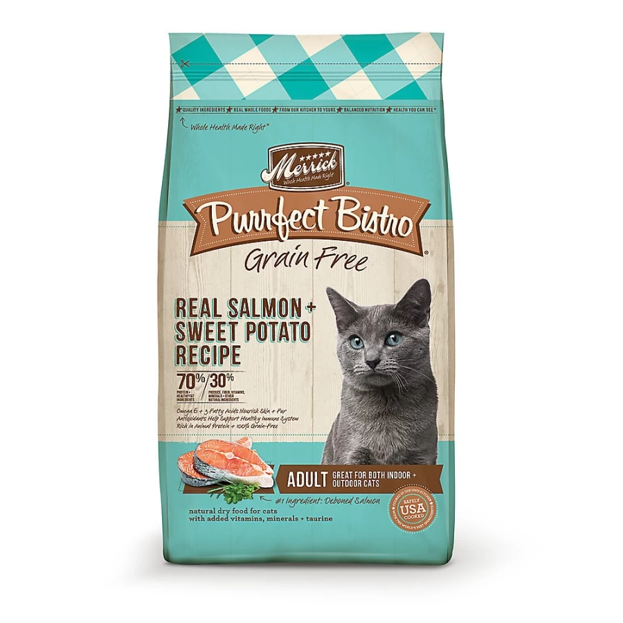PetSmart Merrick Purrfect Bistro Grain-Free Adult Dry Cat Food with Salmon, No Artificial Flavors, 5-lb Bag