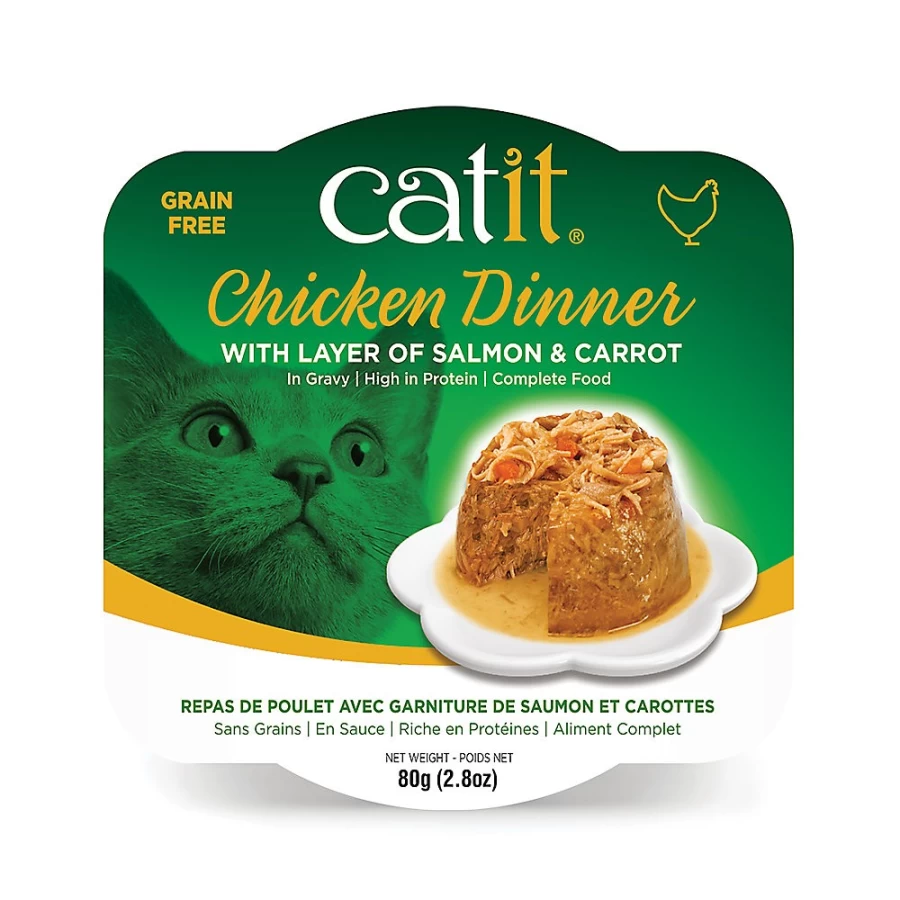 PetSmart Catit Chicken Dinner Adult Cat Food - Salmon & Carrot in Gravy Recipe for Cats