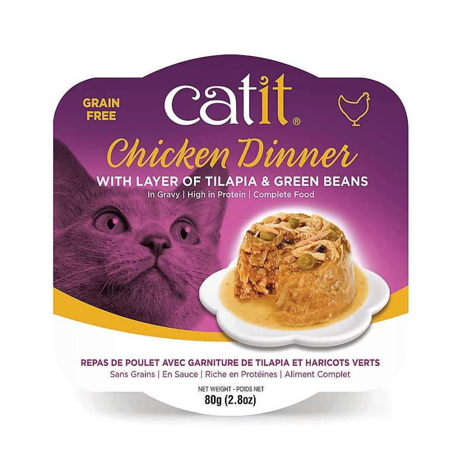 PetSmart Catit Chicken Dinner Adult Cat Food with Tilapia & Green Beans in Gravy - Premium Wet Cat Food