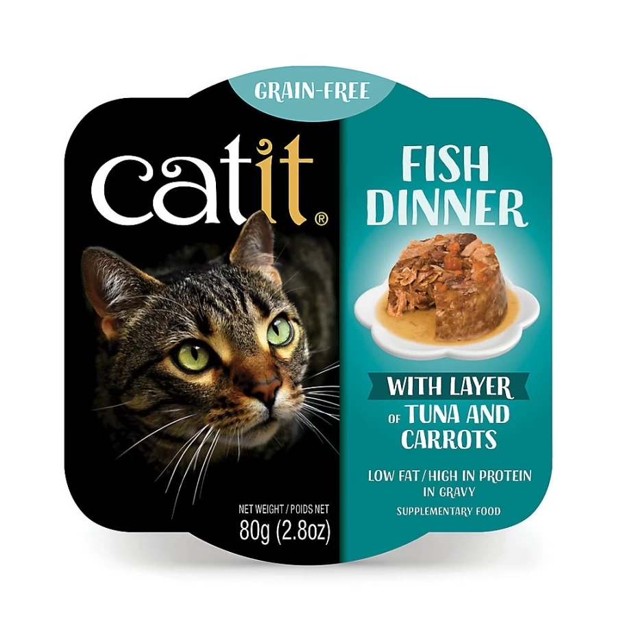 PetSmart Catit Fish Dinner Adult Cat Food - Tuna & Carrot in Gravy, Low Fat Recipe for Healthy Cats