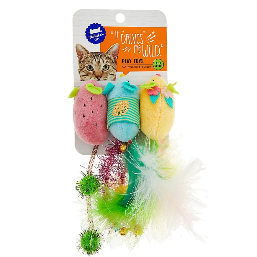 PetSmart Whisker City 3-Pack Fruit-Shaped Cat Toys for Play & Exercise