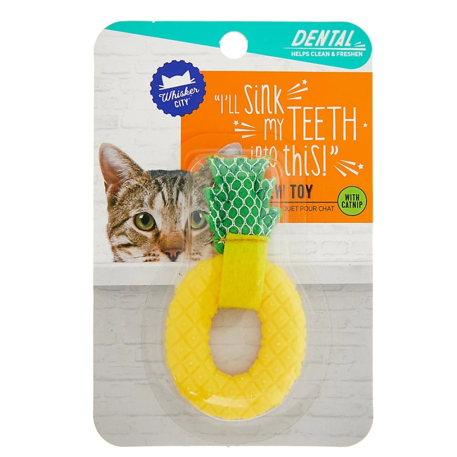 PetSmart Whisker City Pineapple Catnip Dental Chew Toy for Cats - Healthy Teeth & Play Fun