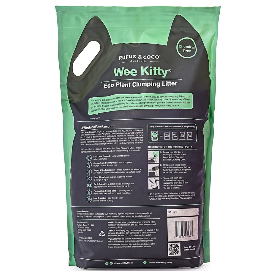 PetSmart RufusCoco Wee Kitty Clumping Cat Litter - Eco-Friendly, Low Dust, Natural Plant-Based Multi-Cat Litter