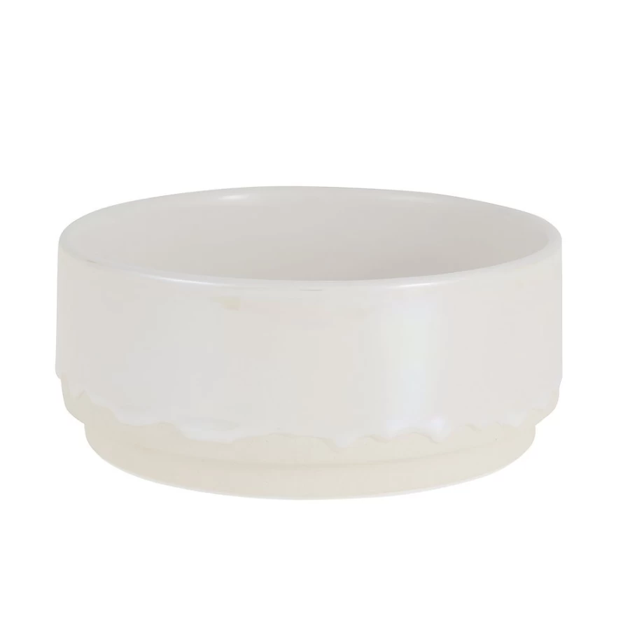PetSmart Whisker City Pearl Drip Non-Slip Ceramic Cat Food Bowl, 1.5 Cup Capacity, Elegant Design for Cats