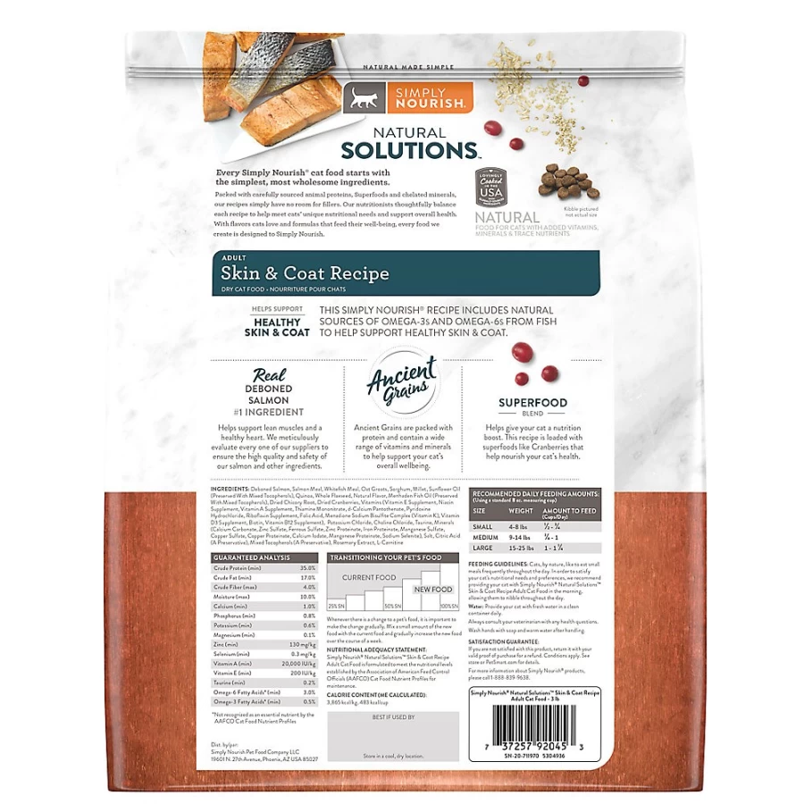 PetSmart Simply Nourish Natural Solutions Salmon With-Grain Dry Cat Food for Healthy Skin & Coat