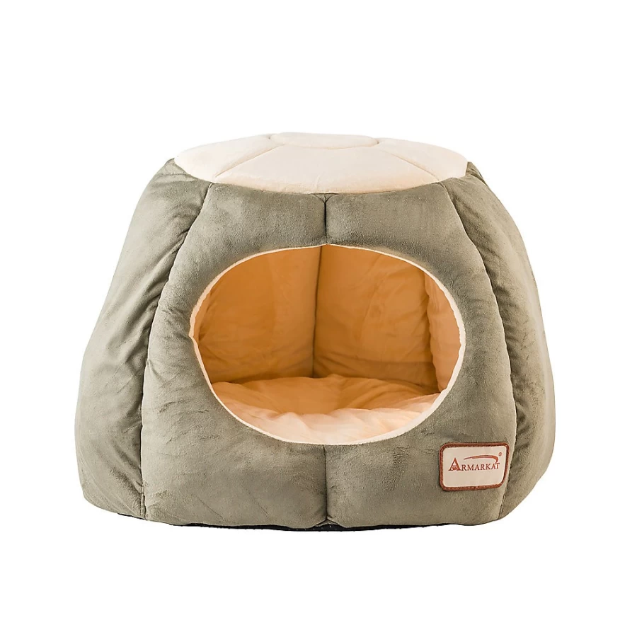 PetSmart Armarkat Enclosed Cat Bed - Cozy Laurel Green Hut for Indoor Cats