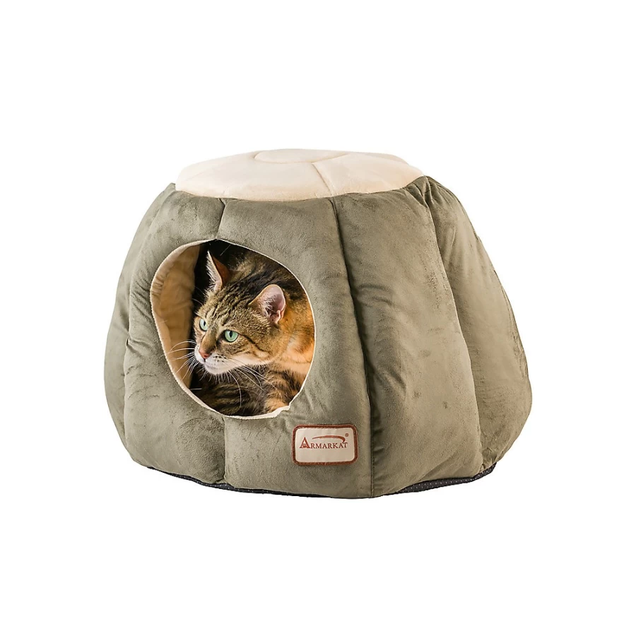 PetSmart Armarkat Enclosed Cat Bed - Cozy Laurel Green Hut for Indoor Cats