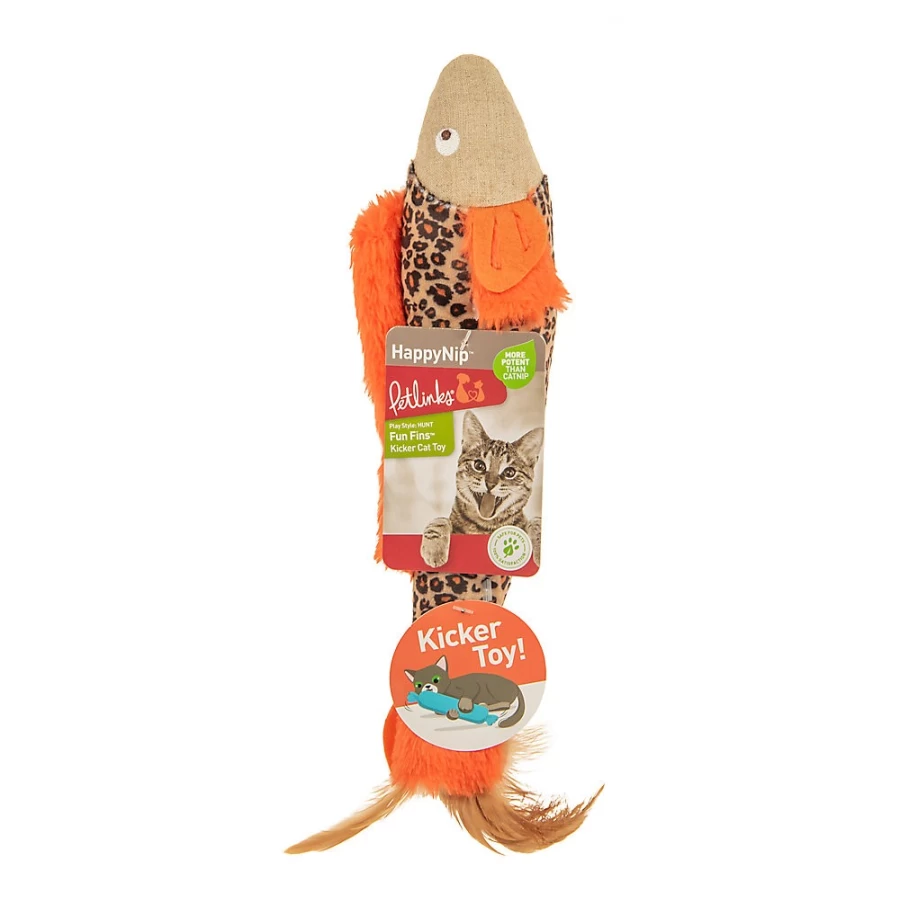 PetSmart Happy Nip Kicker Cat Toy with Silvervine & Catnip - Fun Crinkle Fin Toy for Playful Cats