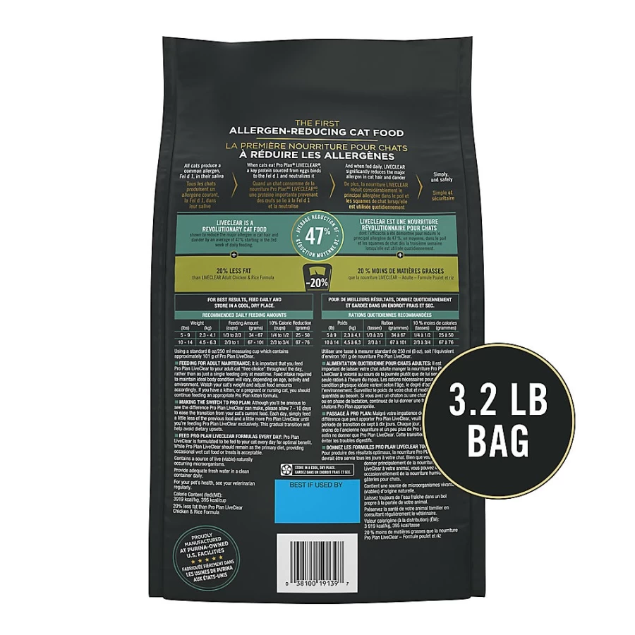 Purina Pro Plan LiveClear Adult Dry Cat Food - Chicken & Rice Formula for Allergies | PetSmart