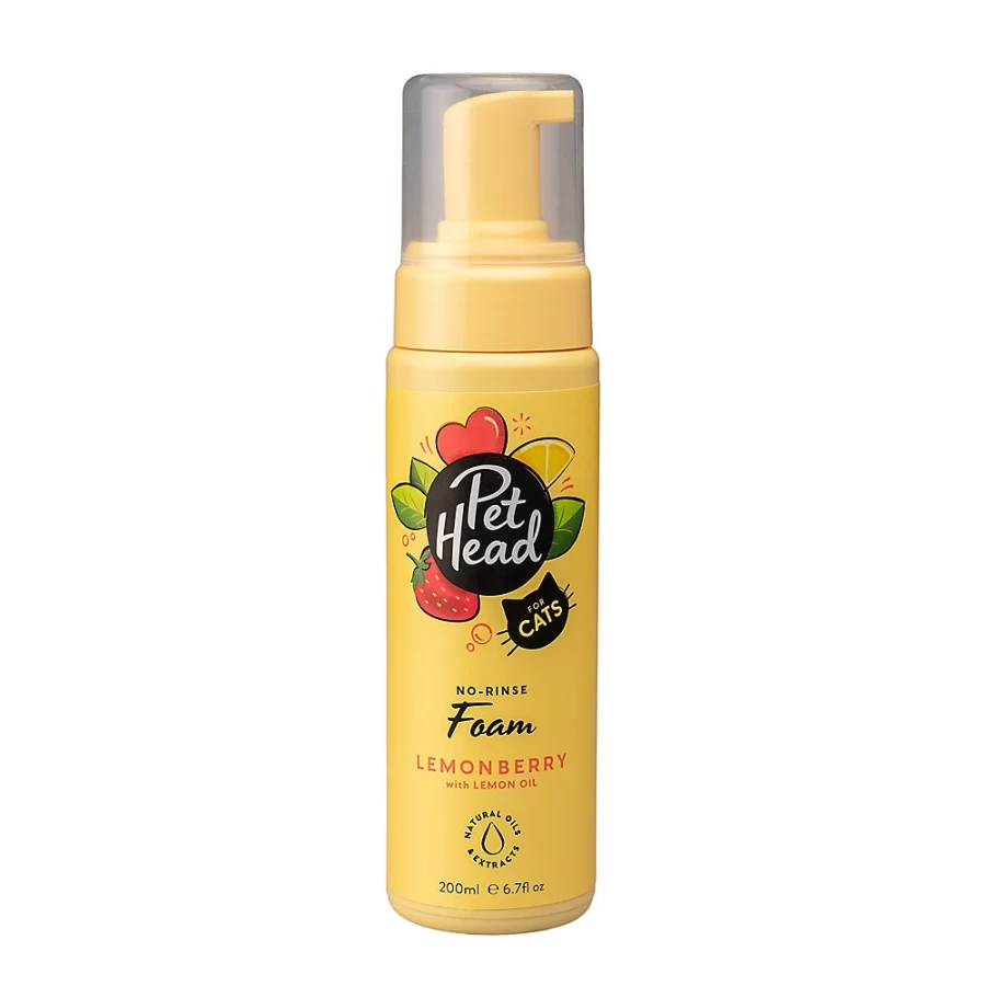 PetSmart No-Rinse Waterless Cat Shampoo Foam - Lemonberry Scent, 6.75 oz for Easy Cleaning & Freshness