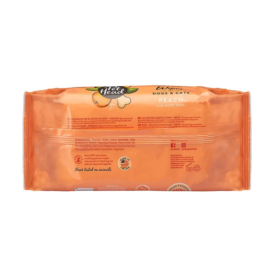 PetSmart Paw & Body Cleaning Wipes for Dogs & Cats - 80 Count, Peach Scented with Aloe Vera, Gentle Grooming & Deodorizing