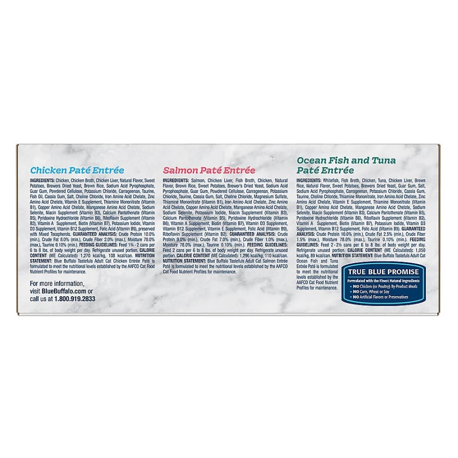 PetSmart Blue Buffalo Tastefuls Natural Wet Cat Food Pate Variety Pack, 12 Count (3 oz Cans)